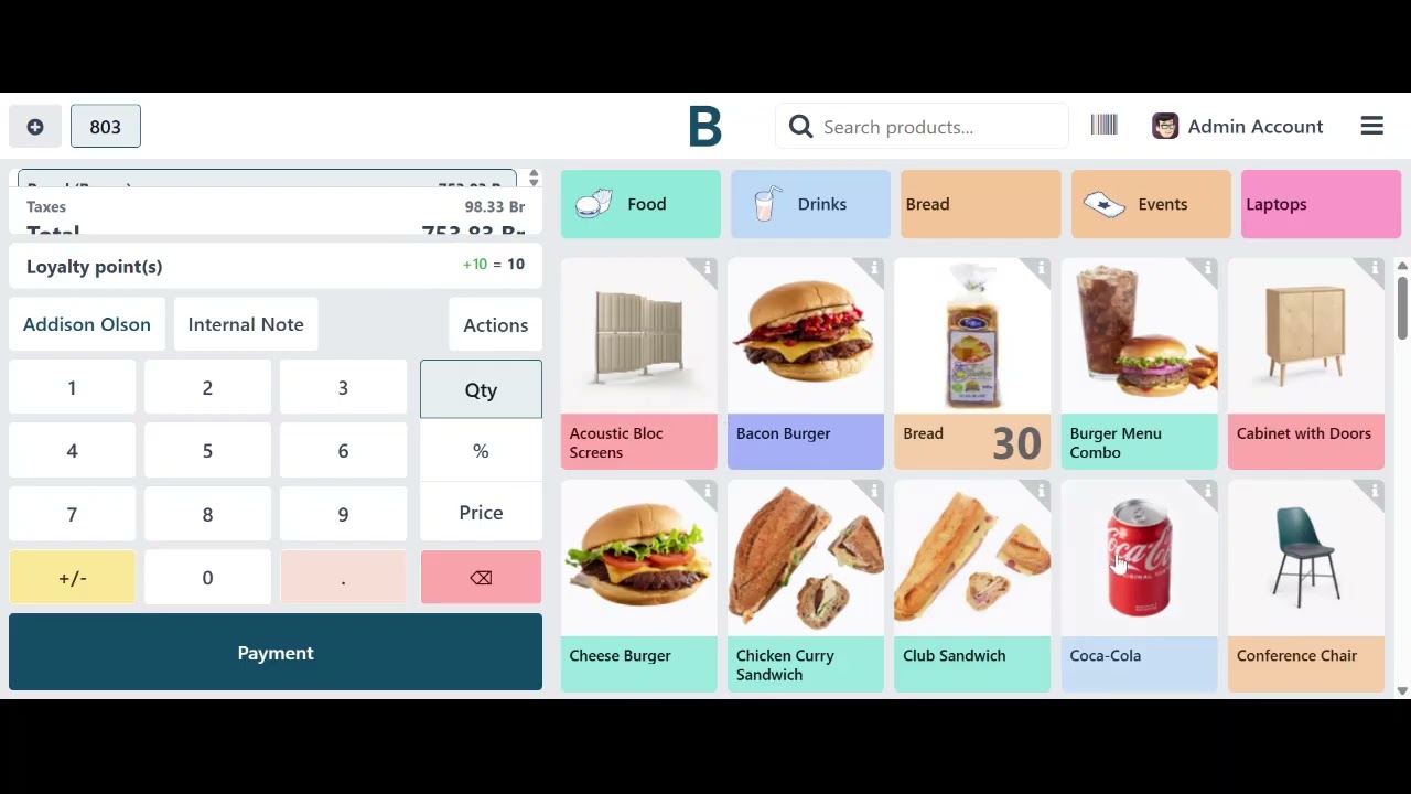 The register mid-sale — Sell Product