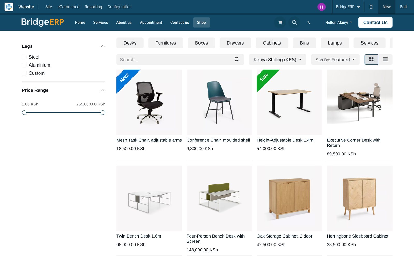 eCommerce in BridgeERP: Sell online from the same catalogue, stock and books you already run