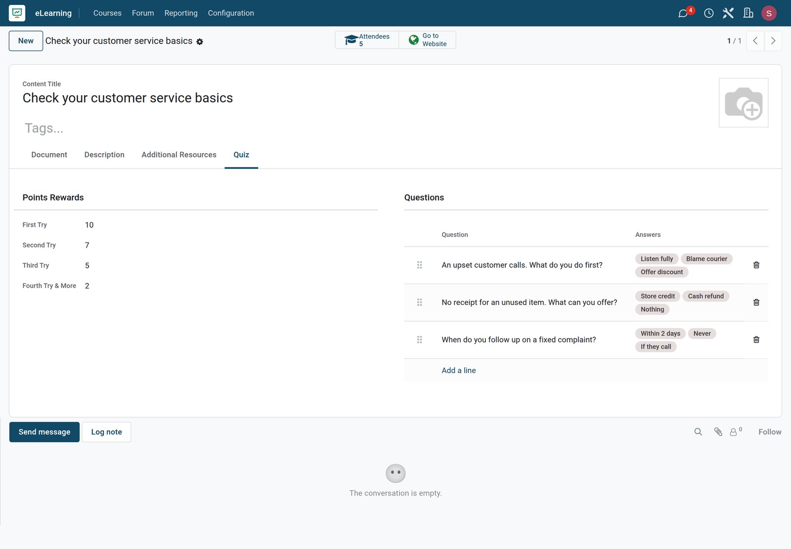 BridgeERP eLearning quiz with questions and answers