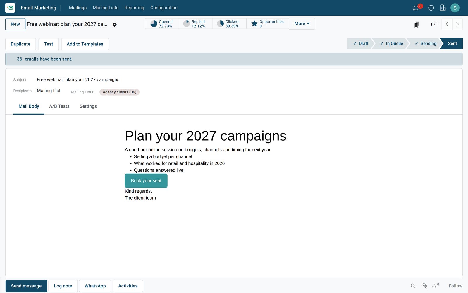Email Marketing in BridgeERP: Newsletters your clients open, and results you can read