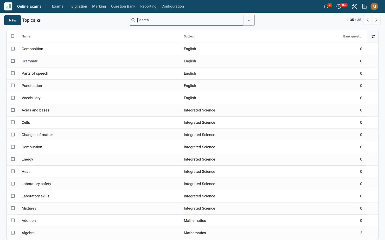 Assessment Engine: Topics