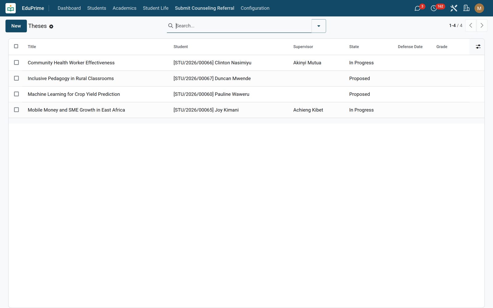 EduPrime Core: University mode
