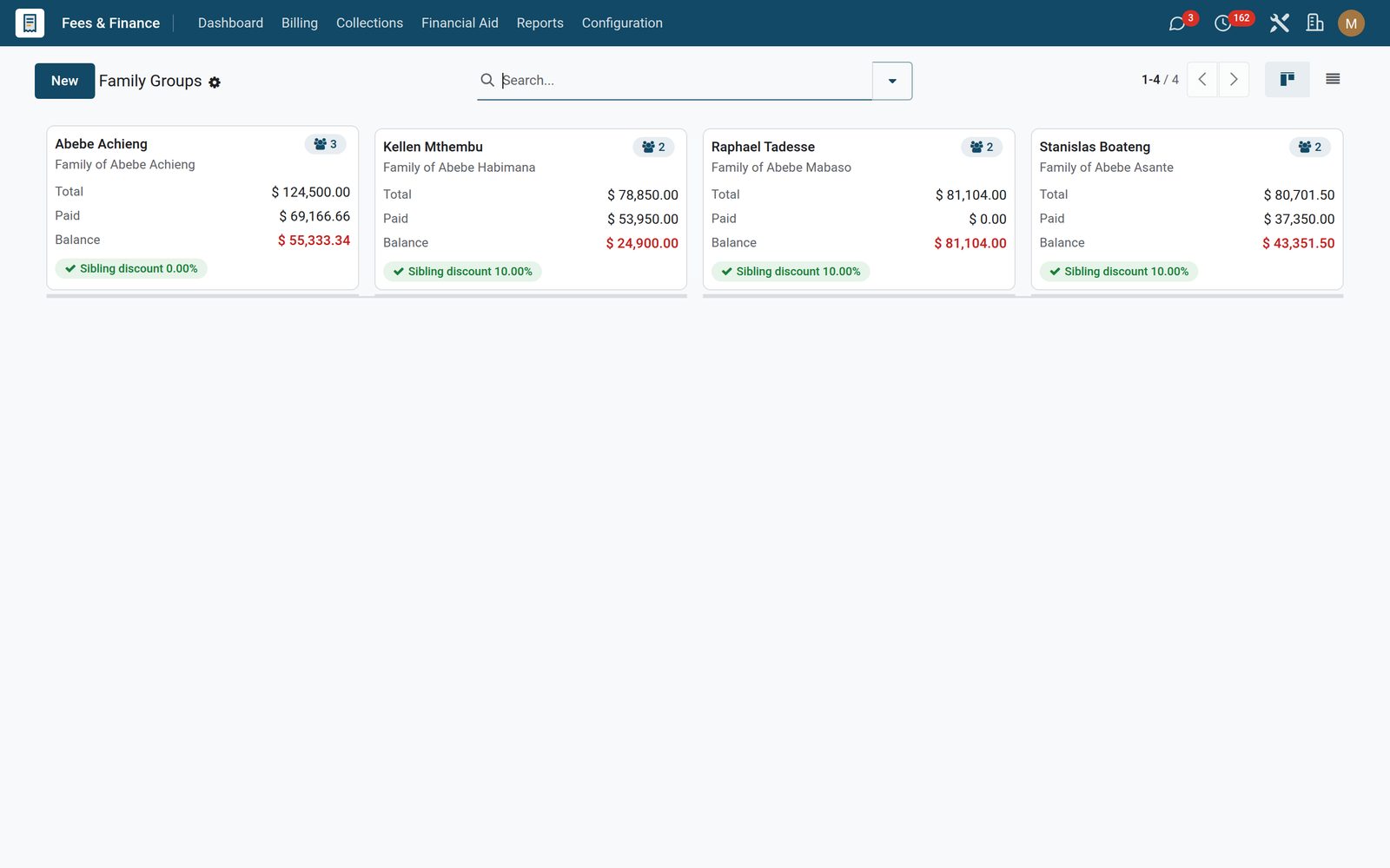 Fees & Billing: One family, one bill