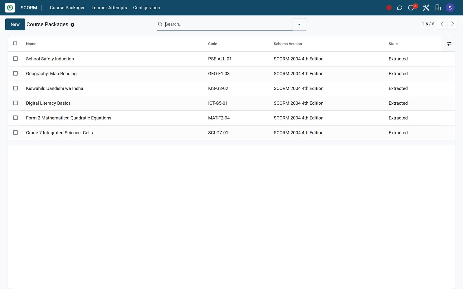 SCORM Courseware in the EduPrime: Import SCORM and xAPI packages with completion tracking