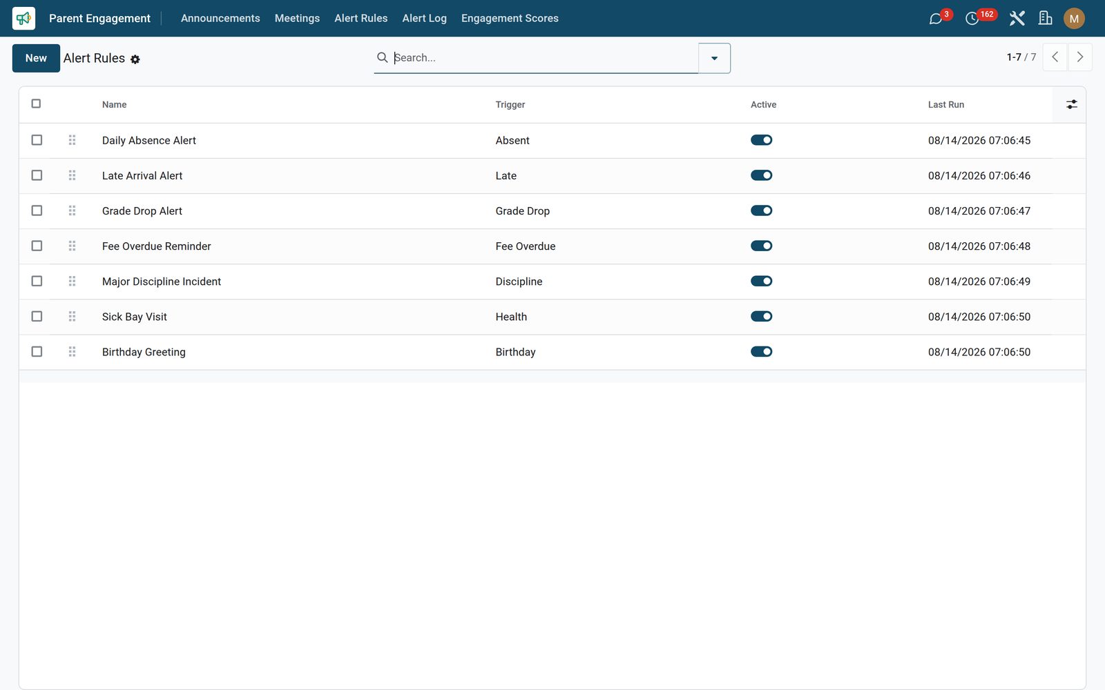 Parent Portal: Alert rules that run without being asked