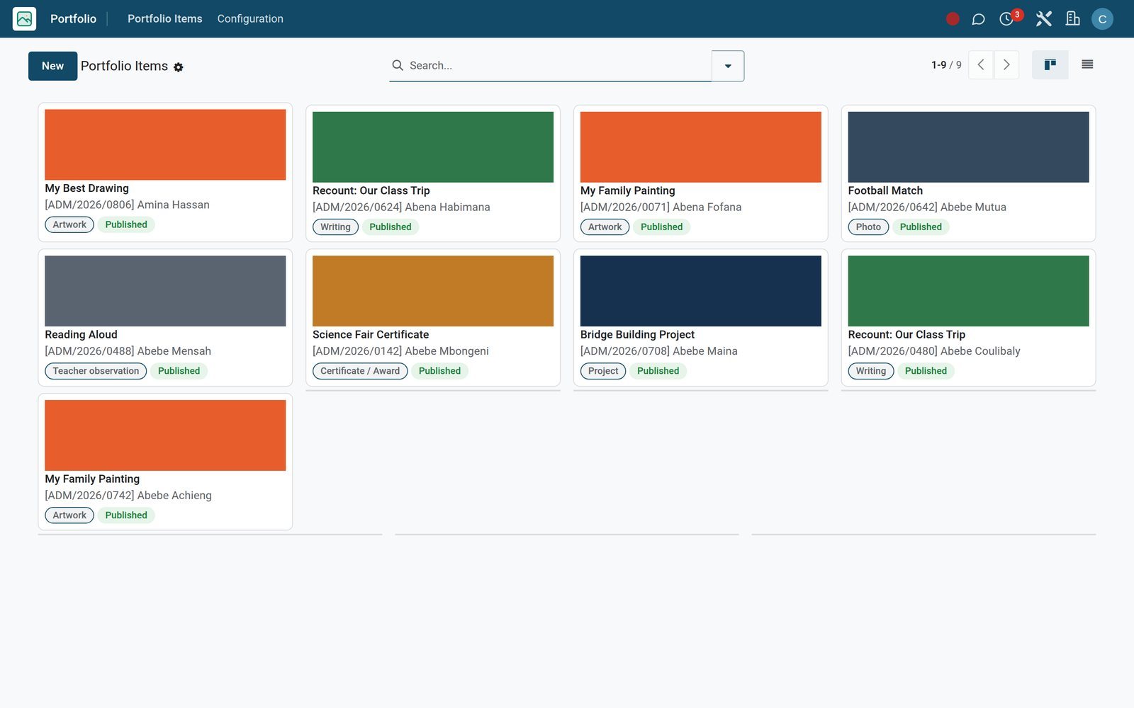 Learner Portfolio in the EduPrime: Evidence-based portfolios of learner work across terms