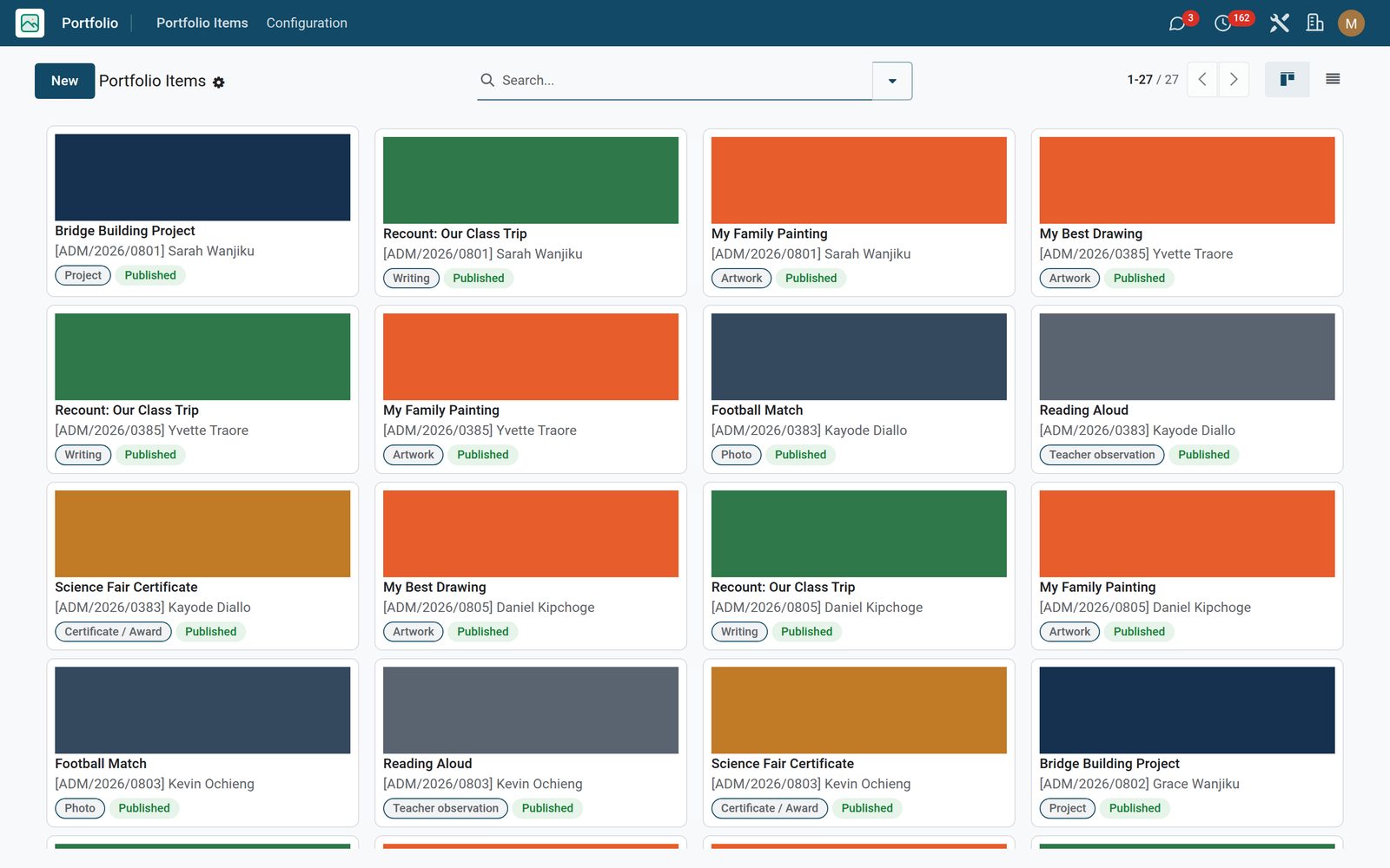 Learner Portfolio: Portfolio Items