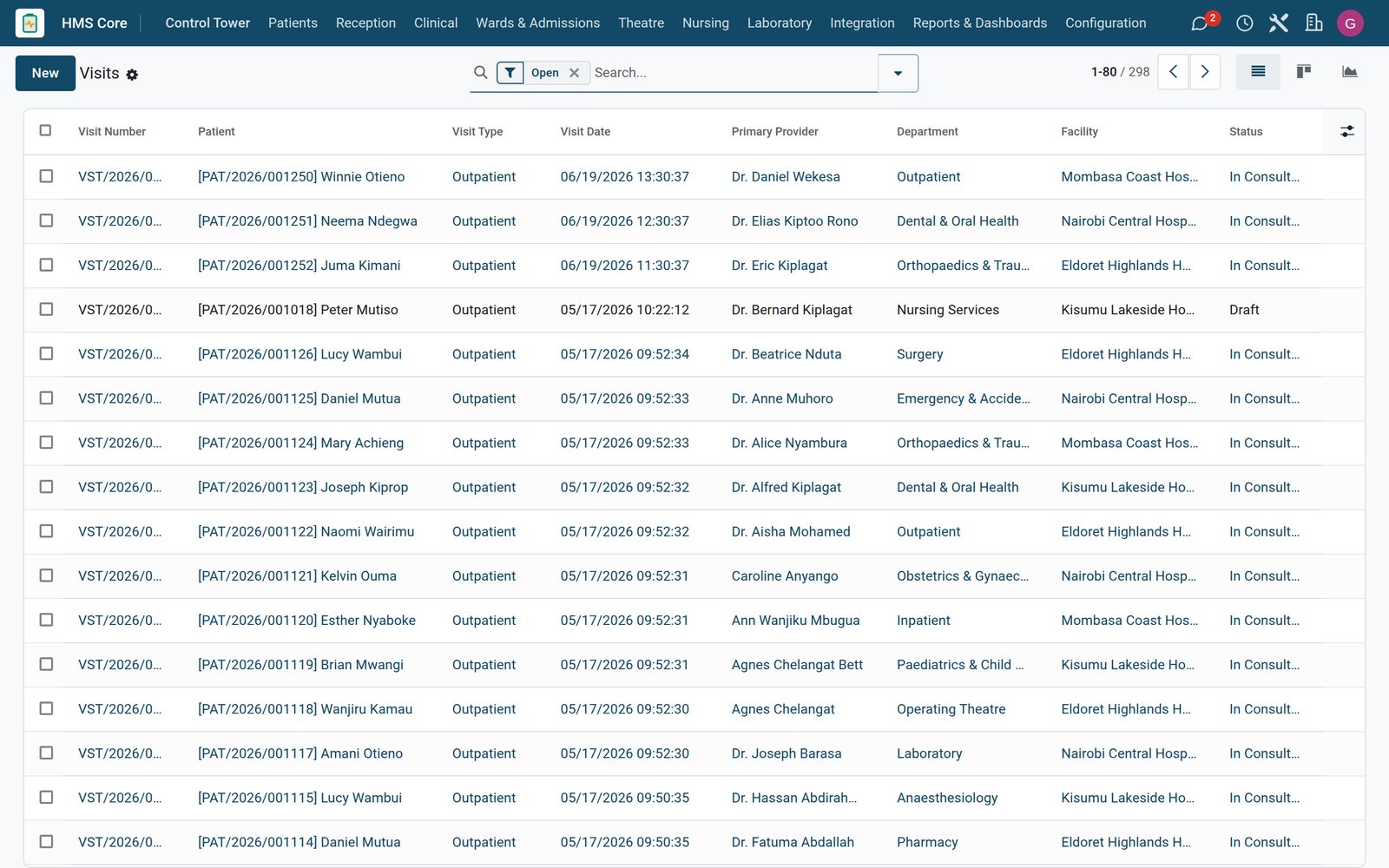 HMS Core in the Bridge HMS Suite: Patient master index, facility setup, clinicians, encounters and role security