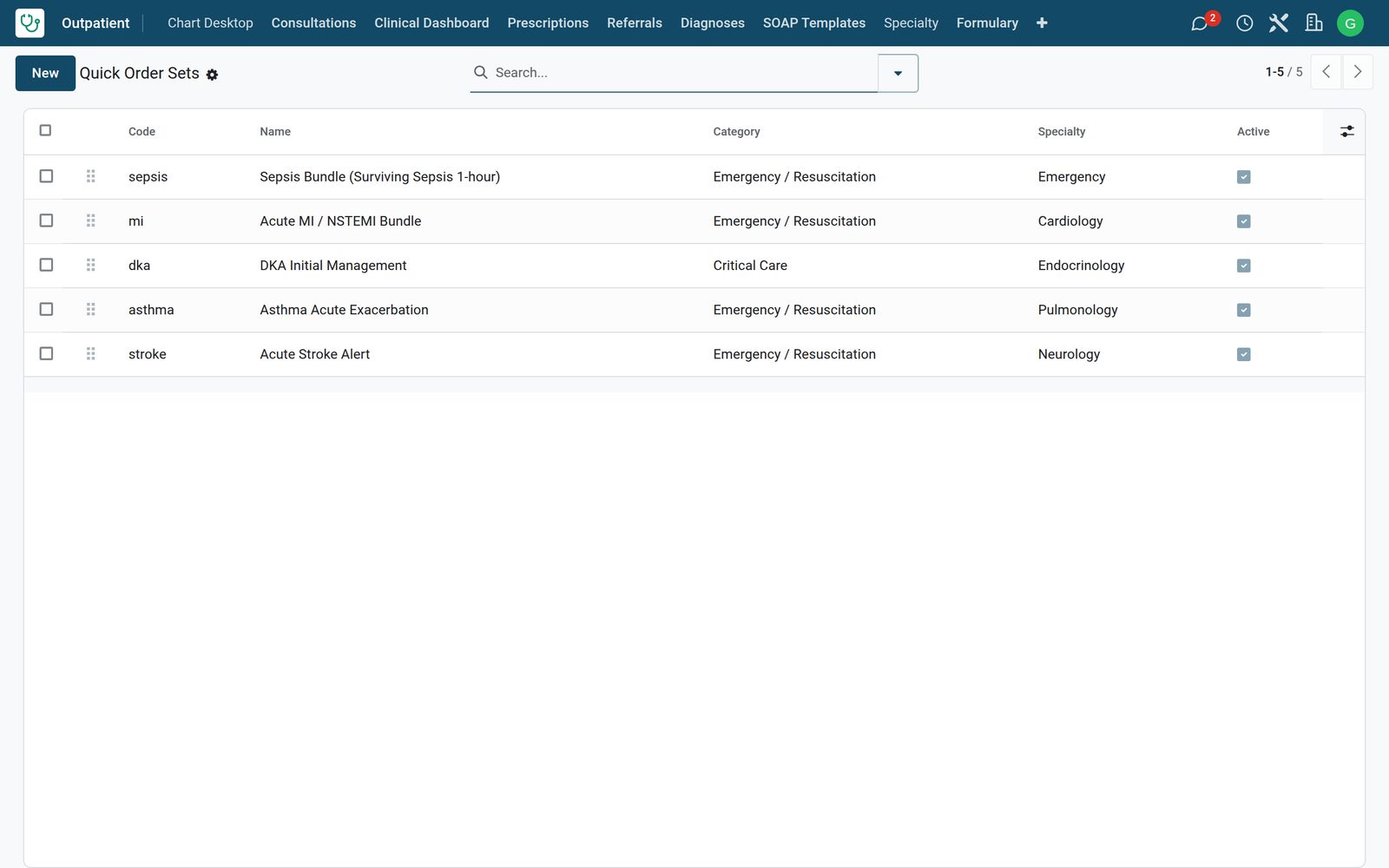 Electronic Health Record: One click, the whole order set