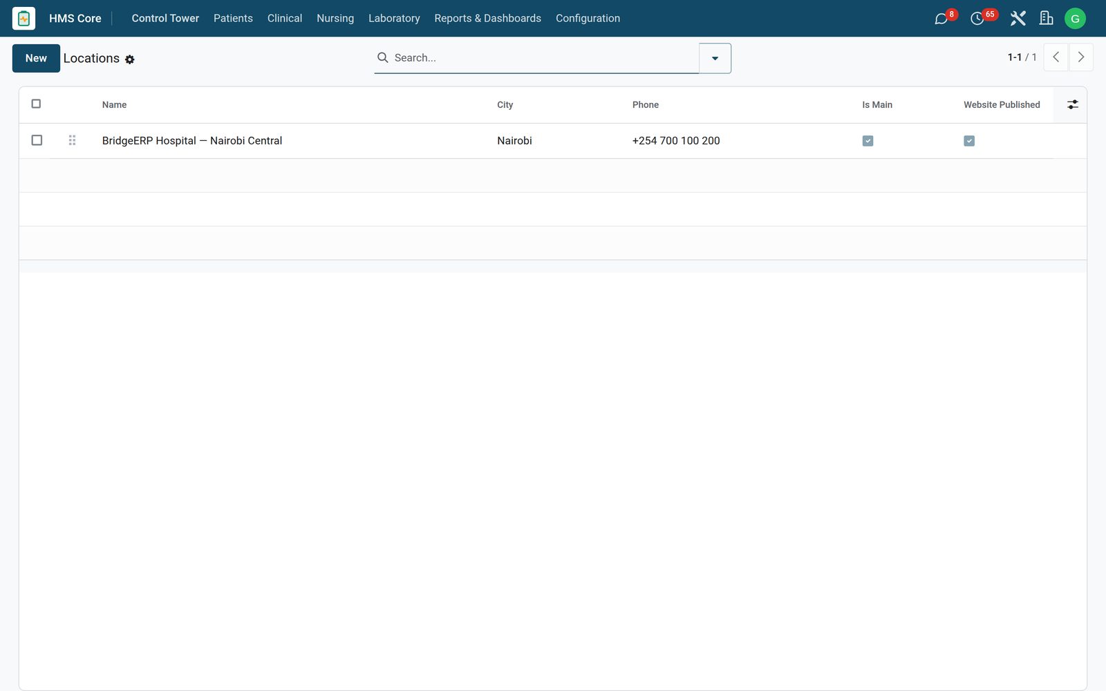 Patient Portal: Locations, packages and insurers