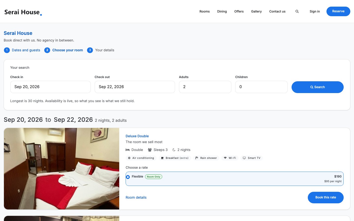 Booking Engine & Website — Direct bookings, no agency in between