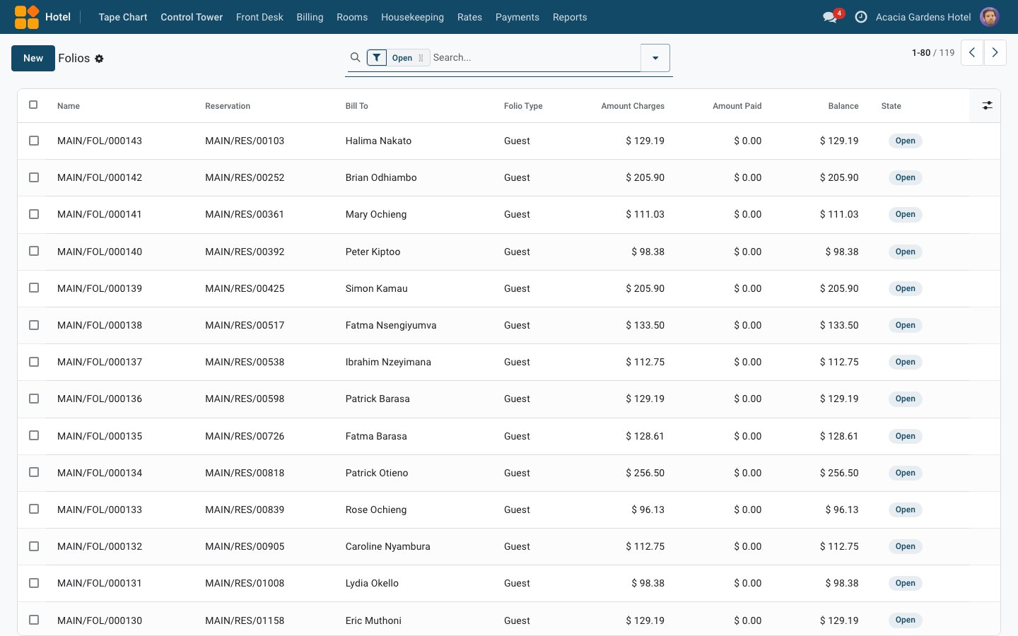 Hotel Management — Every charge lands on a folio
