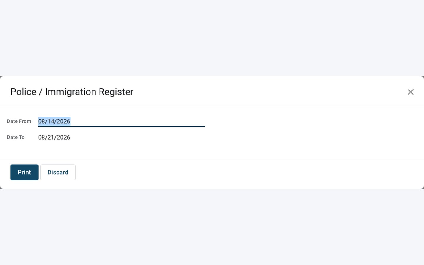 Police / immigration register