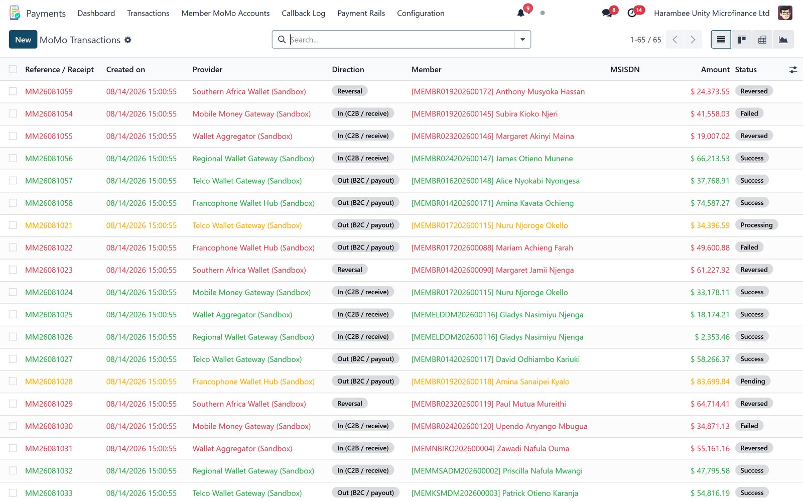 Payment Rails: Collections and payouts, posted as they land