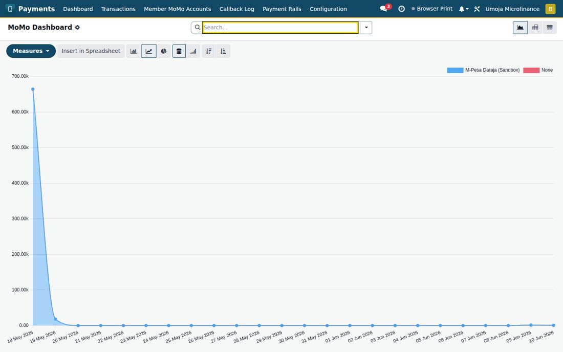 Payment Rails screen