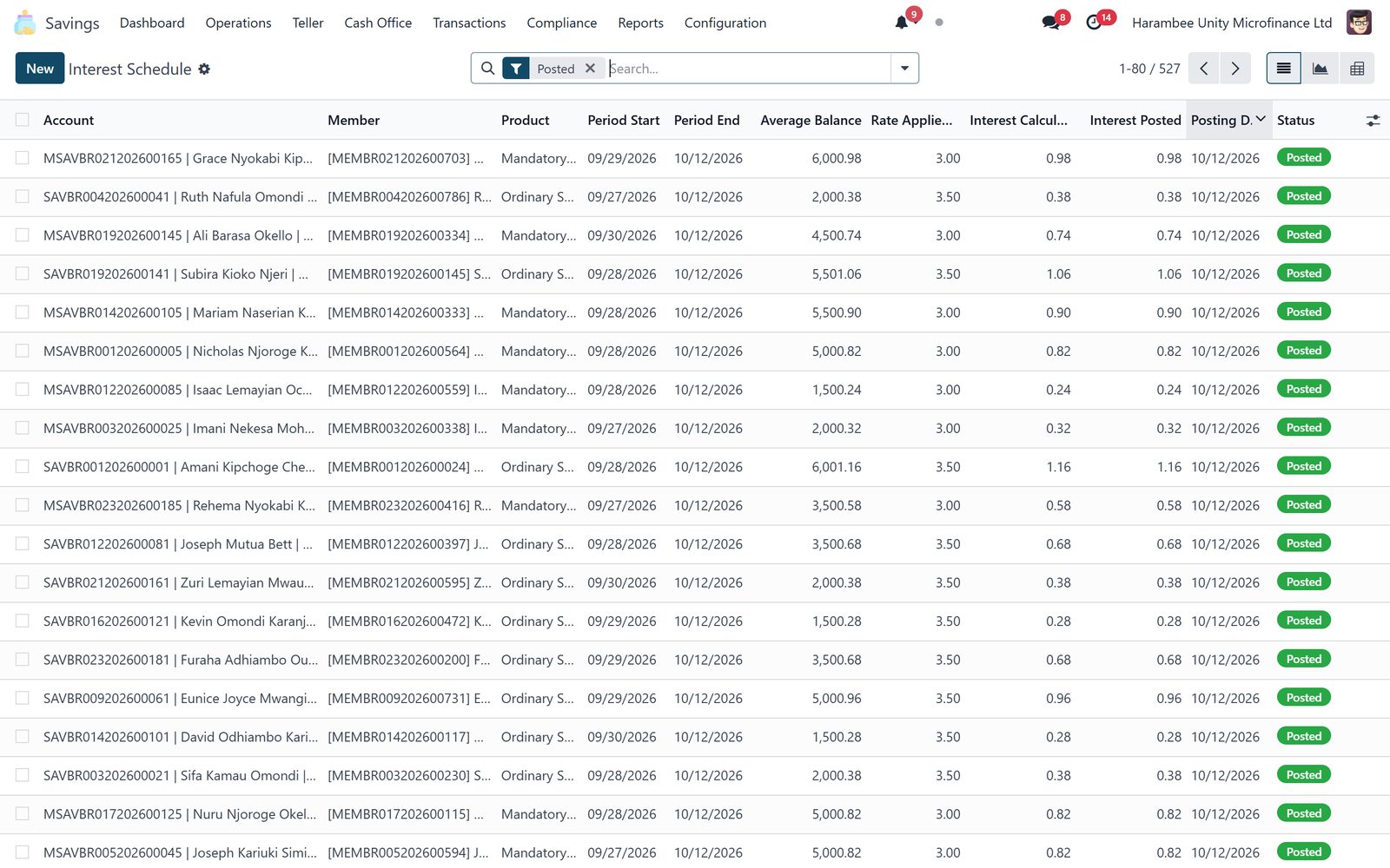 Savings: Interest that previews before it posts