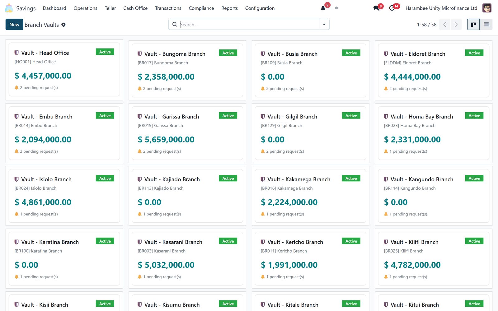 Savings: One person cannot move vault cash