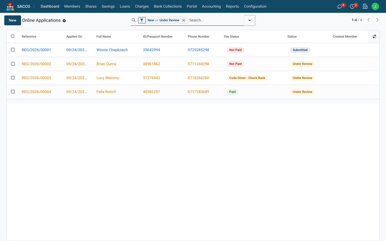 Member Portal screen